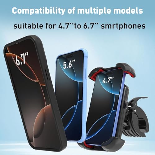 Windone Ultra-Grip 360° Bike Phone Mount - Universal Motorcycle & Bicycle Handlebar Holder, Compatible with iPhone 15/14/13, Samsung Galaxy, 4.7-6.7" Smartphones, Tool-Free Installation, Anti-Shock