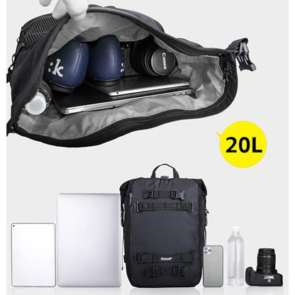 Waterproof Motorcycle Tail Bag 20L Motorbike Rear Rack Storage Bag Saddle Pannier for Touring Adventure Commuting Black - size: 20L
