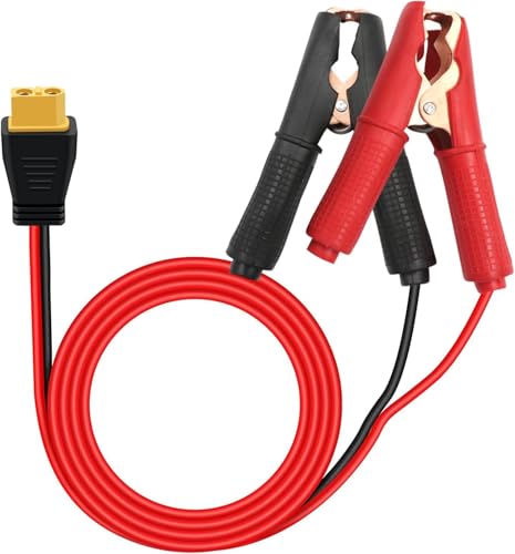 Battery Alligator Clips Clamp to XT60 Extension Cord 14AWG 12V 24V XT60 Female to Alligator Clips 20A for Lawn Mowers, Motorcycles and Boat, Car Battery Charging Or Other Equipment (5m) - size: 5m