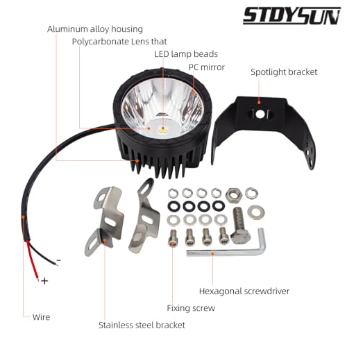 STDYSUN Round LED Offroad Driving Fog Lights Pod Lights 2Pcs 3.5Inch Spot Beam Motorcycle Fog Lights Work Auxiliary Lights Ditch Bumper Lights Bicycle lights fit for Bicycle Truck ATV UTV Motorcycle - size: Round White Spot