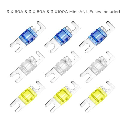 RECOIL ZSFH11-3 in-line Mini ANL Fuse Holder 1 X 4/8 Gauge Input & Output with Reducer