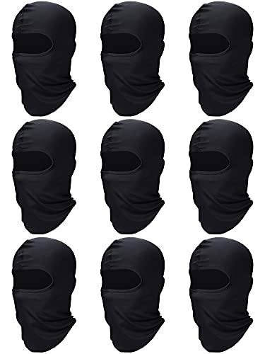 9 Pack Ski Mask for Men Balaclava Full Face Mask Breathable Winter Windproof Hood for Motorcycle Snowboard - color: Black, style: Balaclava