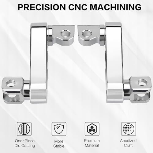 Highway Footpegs Adjustable Passenger Foot Pegs 2 1/4" Extension Brackets FootPeg Conpatible for Harley Dyna Sportster Softail Touring with Support Foot Pegs (Chrome) - color: Chrome
