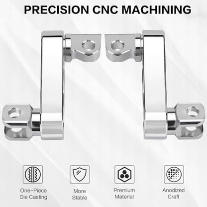 Highway Footpegs Adjustable Passenger Foot Pegs 2 1/4" Extension Brackets FootPeg Conpatible for Harley Dyna Sportster Softail Touring with Support Foot Pegs (Chrome) - color: Chrome