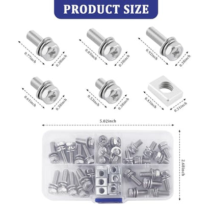 60PCS Motorcycle Battery Bolts and Nuts Kit M6x20/18/16/12/10mm,Stainless Steel Motorcycle Battery Terminal Bolts Kit,Essential Batteries Terminal Nuts for Scooter ATV Bike