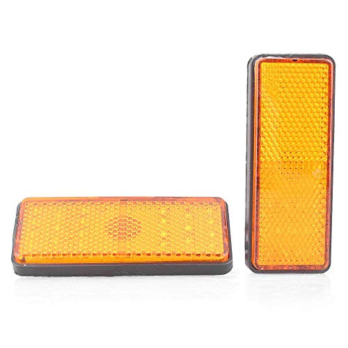 Pair Rectangle Motorcycle Reflector W/ 24 LED, Waterproof and Universal for Car Truck Trailer RV UTV ATV, Orange
