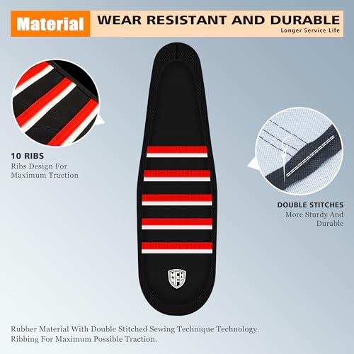 Ribbed Ebike Seat Cover Compatible with Ridstar Q20 Electric Bike Non-Slip Waterproof Anti-UV Protect Seat Cushion (Red White) - color: Red White