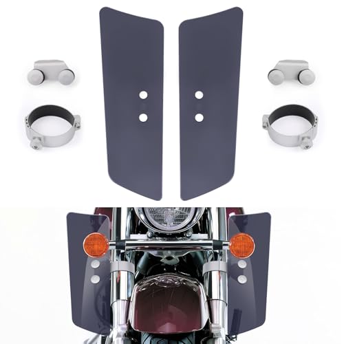 Motorcycle Front Fork Wind Deflectors with Brackets for Honda Shadow VT1100 VT750 VTX1300, for Kawasaki Vulcan Classic VN1500, for Yamaha V-Star XV950 XVS1100 XVS1300 Leg Wind Deflector (Smoke) - color: Smoke