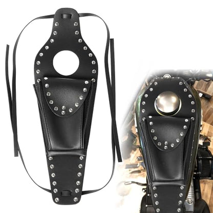 Motorcycle Leather Tank Chap Cover Panel Pad Bag For Harley Davidson 883 1200 XL Sportster, Black