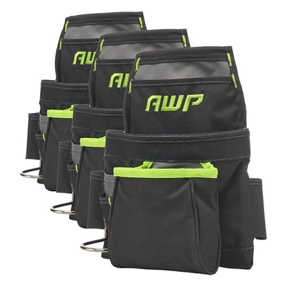 AWP Tool Pouch, Electrician Tool Pouch, Premium, Professional Multi-Pocket Organizer - size: 3 Pack, style: 9 Pocket Tool Pouch