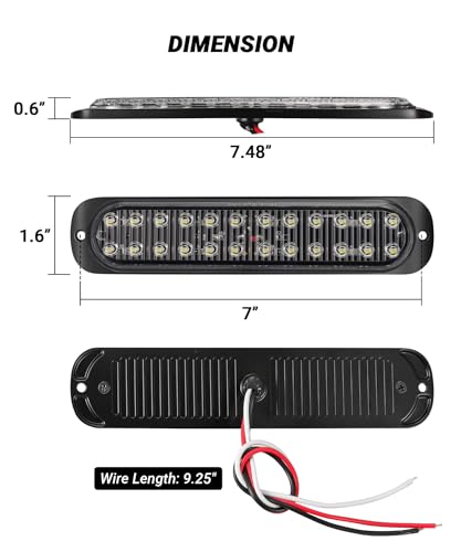 Aluminum Housing White 24LEDs Trailer Backup Reverse Light Surface Mount 7.5 inch Bar Strip Truck Bed Lights of Pickup Tractor Camper IP67 Waterproof 2Pcs - color: White