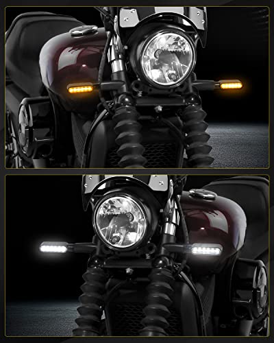 NTHREEAUTO Motorcycle LED Turn Signals Switchback Front Mini Blinkers Indicators Universal Compatible with Harley Honda Yamaha Suzuki Kawasaki Motorbike Scooter Quad Cruiser Off Road Touring - 2Pcs - color: amber/white