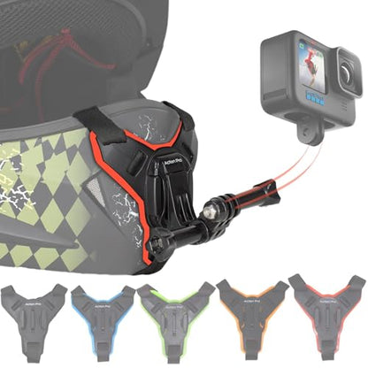 Action Pro™ Motorcycle Helmet Chin Strap Mount Compatible with GoPro Hero 12, 11, 10, 9, 8, 7, (2018), 6, Hero Black, Insta 360, Session, Xiaomi Yi, SJCAM (Red) - color: Red 2.0