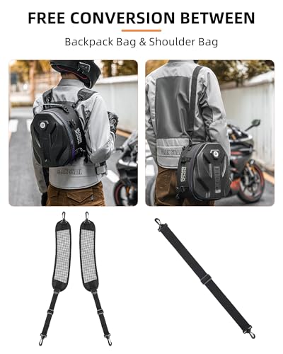 ROCKBROS Motorcycle Tail Bag - Waterproof Rear Seat Bag with Hard Shell Design - 12.5L Large Motorcycle Backpack