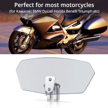 Justech Universal Motorcycle Windshield, Motorbike Windscreen Adjustable Clip On Windshield Extension Spoiler Wind Air Deflector Universal Fit for Motorcycles, Scooters-Smoke, Silver Bracket
