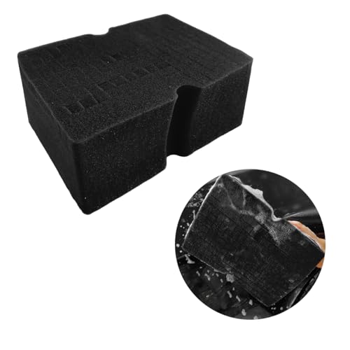 Car Wash Sponge, Large Scratch-Free Cross Cut Sponge for Soap and Rinseless Washing, Durable Ultra Soft Foam Grid Extra Absorbent Car Cleaning Sponge Pad, Car Accessories (Black) - color: Black