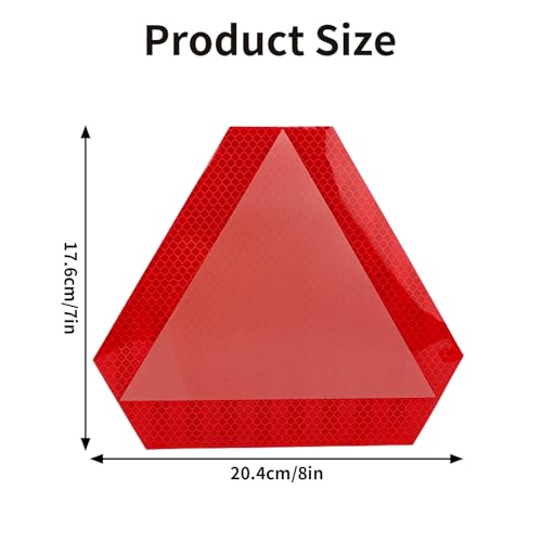 2pcs Slow Moving Vehicle Sign, 7" x 8" Diamond Grade Reflective SMV Triangle Sticker Decals, High Visibility Safety Caution Warning Vehicle Reflector Tape for Tractor UTV Golf Cart Accessories (Red)