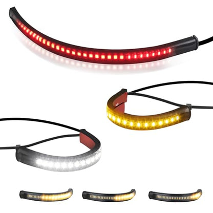 Front Rear Motorcycle Led Turn Signals, Universal White Amber Fork Light Strip, Red Brake Tail Lights Compatible with Harley Cafe Racer Dual Sport Dirt Bike, Pack of 3 - color: Front Amber/White + Rear Red/Amber