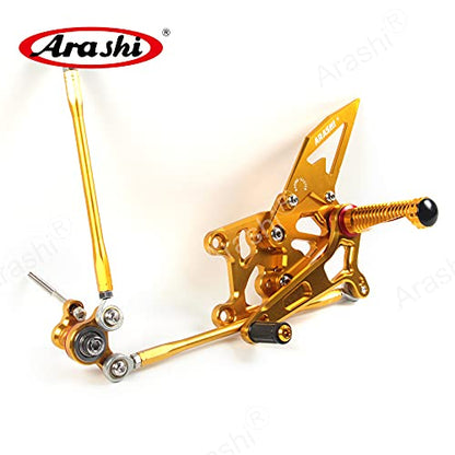Arashi Version 2.0 Adjustable Rearsets for Honda CBR600RR 2007-2008, Gold - color: Gold, size: CBR600RR 2007-2008