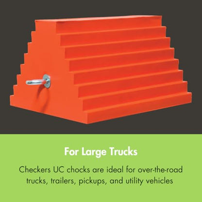 Checkers One Large Wheel Chock for 27-32" Tires, Heavy Duty Wheel Chocks for Semi Trucks, Utility, Tractor Trailer, 20k lb Load Capacity, Made in the USA, Polyurethane, UCTS003