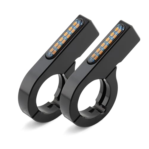 Motorcycle Turn Signals LED 28-31mm Front Fork Turn Signal Lights Indicator Clamps Amber Lamp 12V Fit for Harley Honda Yamaha Kawasaki Suzuki Indian Cafe Racer Chopper Bobber Custom - size: 28-31mm