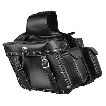 Milwaukee Leather Studded Throw-Over Motorcycle Saddlebags – Synthetic Leather – Universal Fit – Zip-Off - Large - color: MP8310-BLACK, size: Large