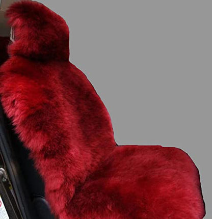 Winter Warm Authentic Australia Sheepskin Car Seat Cover Luxury Long Wool Front Seat Cover Fits Most Car, Truck, SUV, or Van (Wine red) - color: Wine red