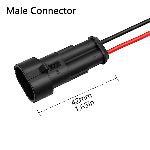 Waterproof 2 Pin Electrical Connector, 20AWG Male Female Wire Harness Plug, 1.5mm Series Automotive Marine Connector with 8cm Pigtail, for Car Truck Boat Motorcycle, 6 Pack