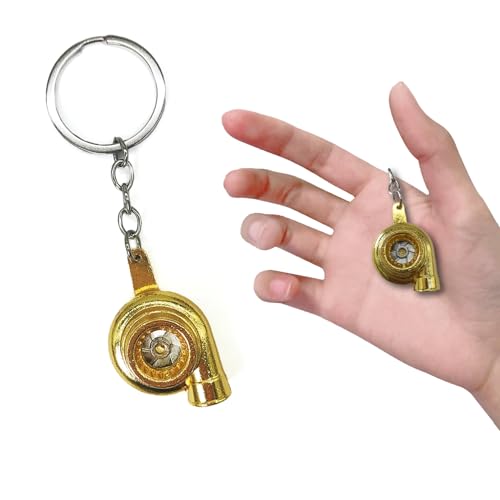 Car Parts Model Key Chains, Car Lovers Key Chain Set, Metal Car Parts Keyring, Universal Turbo Keychain for Car Lovers (K6-Gold), 3.94*0.43inches - color: K6-gold