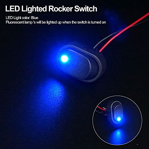 Twidec/4Pcs LED Lighted Rocker Switch Toggle 12V 30A SPST 3 Pin On-Off 4 Colour Round Dot Switch for Car Boat Marine ASW-20D-4C - color: Multicoloured LED-Oval Shaped