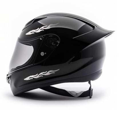 customTAYLOR33 High-Intensity Grade Premium Reflective Tribal Flame Helmet Decals, Motorcycle Safety Sticker Decals (White/Silver/Chrome) - color: White/Silver/Chrome