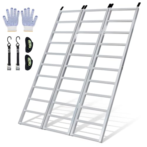 KROAK Aluminum Loading Ramp 77" x 54" Ultra-Wide, 1800LBS Capacity, Aluminum Tri-Fold Ramps with Ski Guides for Motorcycle/Dirt Bike/Trailer/ATV/UTV/Garden Tractor/Lawn Mower