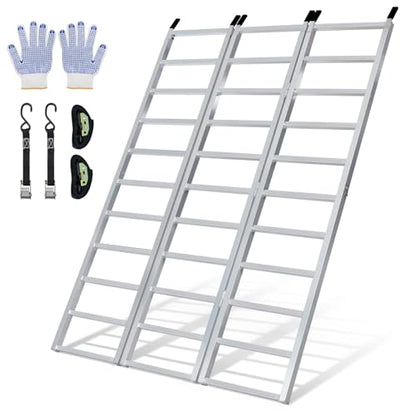 KROAK Aluminum Loading Ramp 77" x 54" Ultra-Wide, 1800LBS Capacity, Aluminum Tri-Fold Ramps with Ski Guides for Motorcycle/Dirt Bike/Trailer/ATV/UTV/Garden Tractor/Lawn Mower