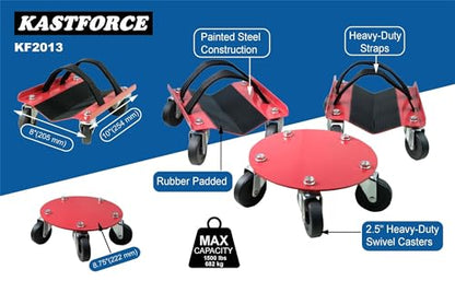 Snowmobile Dolly Heavy Duty V-Slide KF2013 | 2.5" PVC Swivel Casters, Rubber Pad Protecting Skis, 1500 Lbs Capacity