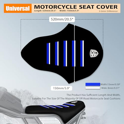 Ribbed Ebike Seat Cover Compatible with Ridstar Q20 Electric Bike Non-Slip Waterproof Anti-UV Protect Seat Cushion (Blue White) - color: Blue White