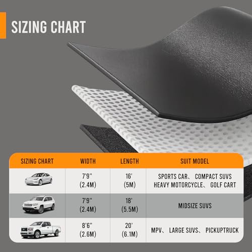 VUSIGN Containment Mat, 7'9"x16' Non-Slip Garage Floor Mat, Heavy Duty Waterproof Garage Protection from Snow Rain Mud for Cars SUVs Trucks - size: 192"L x 93"W x 1.8"Th