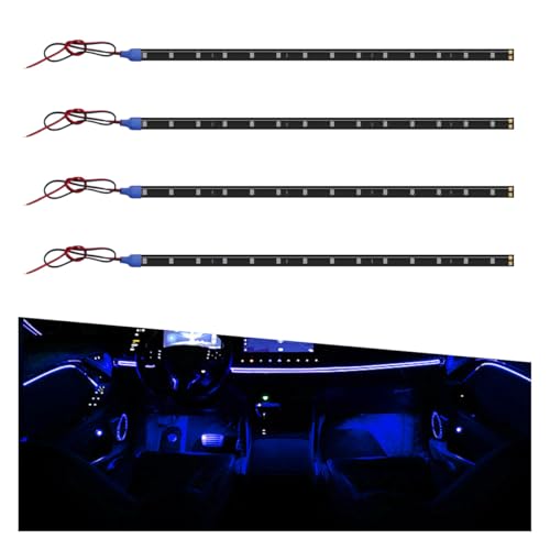 4PCS DC 12V Waterproof Car LED Light Strip, 30CM/1Ft 3528 15SMD Car Underbody Light Strip with 9" Wire, Vehicle Interior Exterior Decoration Light for Golf Cart, Boat, Motorcycle (Blue) - color: Blue