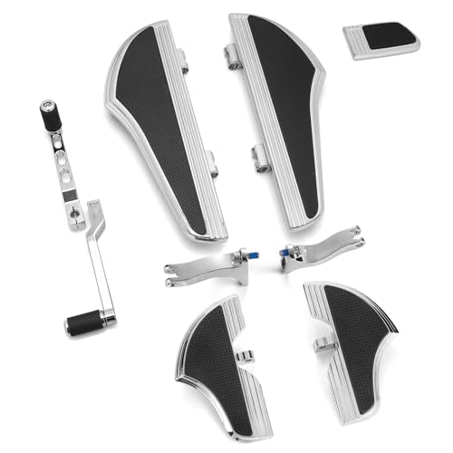 Defiance floorboards for Harley Touring street glide FLHX FLT FLHR FLHXS FLHTCUTG chromed rear footboards and Heel Toe Shift Levers (Chromed) - color: Chromed