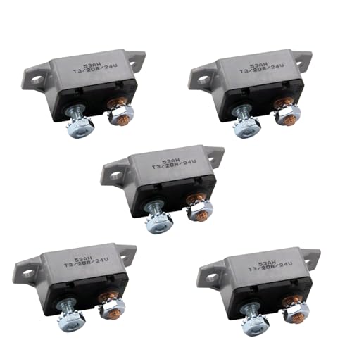 ZOOKOTO 5pcs 12-24V 20 Amp ATV Stud Bolt Resettable Circuit Breaker Fuse Holder 20A - color: 5Pcs, size: 20A