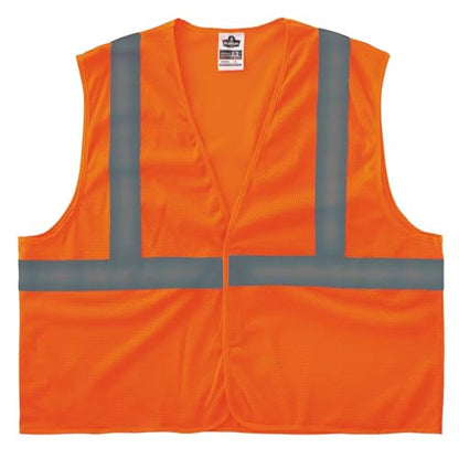 Ergodyne GloWear Reflective Safety Vest, Yellow, Orange, Mesh, Adults, Unisex, Hi-Visibility Safety Vest, Vest - color: 20965, size: Large-X-Large, style: Hv Vest - Class 2
