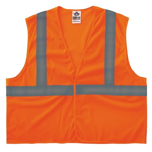 Ergodyne GloWear Reflective Safety Vest, Yellow, Orange, Mesh, Adults, Unisex, Hi-Visibility Safety Vest, Vest - color: 20965, size: Large-X-Large, style: Hv Vest - Class 2