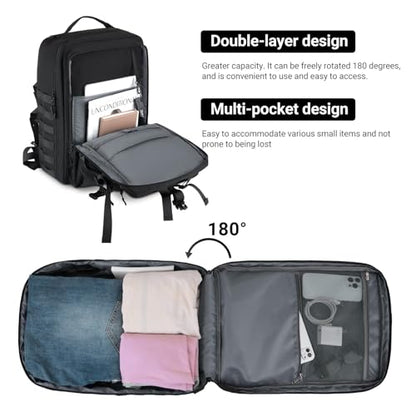 MOSISO Large Capacity Motorcycle Backpack for Men, Expandable Motorcycle Helmet Backpacks with USB Charging Port&Laptop Compartment, Tactical Backpack for Outdoor Cycling Riding Traveling, Black