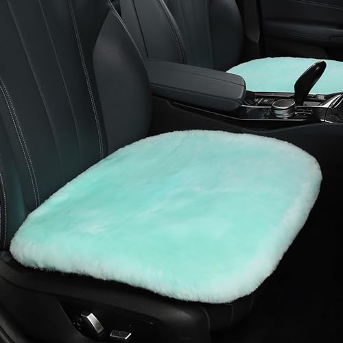 Genuine Sheepskin Car Seat Cushion Natural Fur Wool Seat Cover for Cars Trucks SUV Soft Comfort Office Chair Protector Pad Car Accessories Universal Fit - color: Mint Green