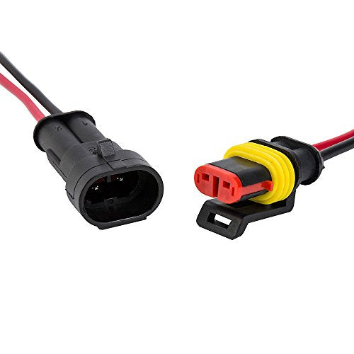 Medsuo 5 Sets 2 Pin Way Car Auto Super Sealed Waterproof Electrical Connectors Plug Socket Kit with Wire AWG Gauge Marine