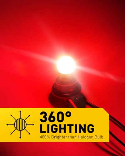 AUXITO 1156 LED Bulb Red, Brake Light 7506 P21W BA15S Super Bright for Rear Brake Lights Tail Lights, Pack of 2 - color: Red, size: 1156/7506