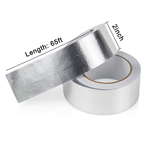 BOMEI PACK 1 Roll Aluminum Foil Heat Shield Cool Tape 2 Inch x 66 ft Heat Reflective Thermal Barrier Reflective Tape for Hose and Auto Use - size: 2in*66ft