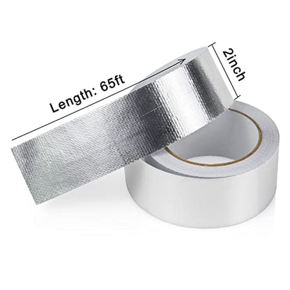 BOMEI PACK 1 Roll Aluminum Foil Heat Shield Cool Tape 2 Inch x 66 ft Heat Reflective Thermal Barrier Reflective Tape for Hose and Auto Use - size: 2in*66ft