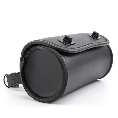 Mini Motorcycle Handlebar Bag Saddlebag Roll Tool Bag for Cafe Racer Bobber Chopper Storage pouch (Black) - color: Black
