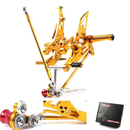 Arashi Version 2.0 Adjustable Rearsets for Honda CBR1000RR 2004-2007, CBR600RR 2003-2006, Gold - color: Gold, size: CBR1000RR 2004-2007, CBR600RR 2003-2006