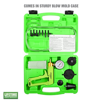 OEMTOOLS 37070 Brake Bleeder Kit with Hand Vacuum Pump and Gauge, Vacuum Pump Tester, Power Steering/Brake Bleeding Kit Useful for Testing Fuel Petcocks, Carburetors, and Vacuum Advances - style: Brake Bleeder Test Kit